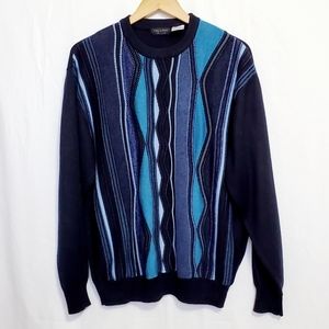 Cellinni Vintage 3D Vertical Textured Knit Coogi Style Sweater Mens XL